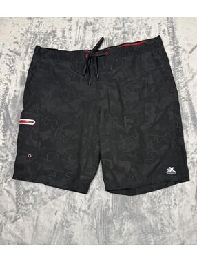 NWT. ZeroXposur Men Swim Trunks XL Black Nova Board Shorts Comfort Liner Y88231S
